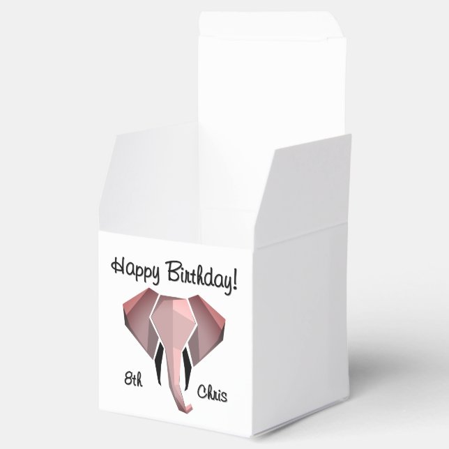Caixinha De Lembrancinhas Geometragem Elephant Head Birthday Age and Name (Aberto)