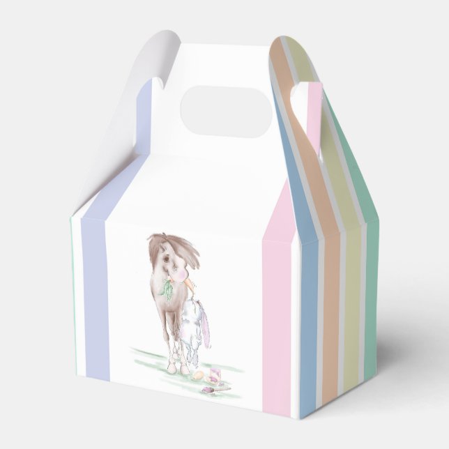 Caixinha De Lembrancinhas Geschenkverpackung Osterbild, Pferd und Osterhase (Frente)