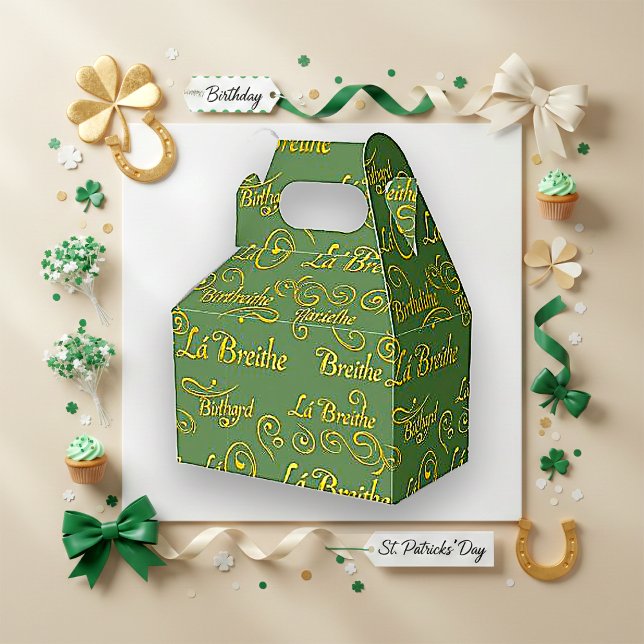 Caixinha De Lembrancinhas Gilded Gaelic Birthday Sage St. Patrick's Pattern (Criador carregado)