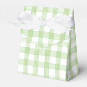 Caixinha De Lembrancinhas Gingham Branco e Verde da Aquarela