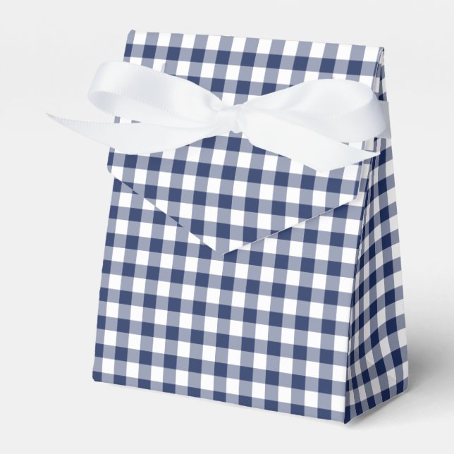 Caixinha De Lembrancinhas Gingham Clássico Azul Marinho (Frente)