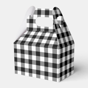 Caixinha De Lembrancinhas Gingham Clássico Verificado A Preto E Branco