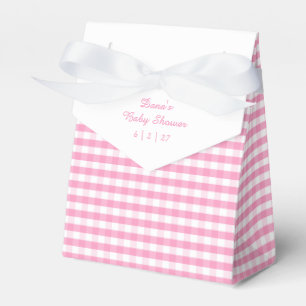 Caixinha De Lembrancinhas Gingham Rosa e Branco