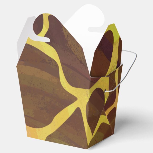 Caixinha De Lembrancinhas Giraffe Brown e Impressão Amarelo (Aberto)