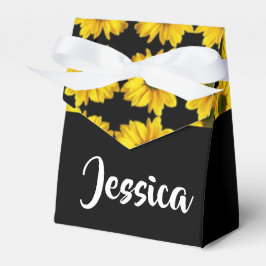 Caixinha De Lembrancinhas Girassóis amarelos em preto