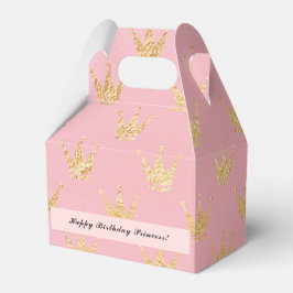 Caixinha De Lembrancinhas Girly Pink Faux Dourada Princesa Aniversário Box