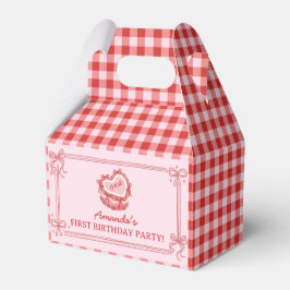 Caixinha De Lembrancinhas Girly Red and Pink Bow Cake Birthday Favor Box