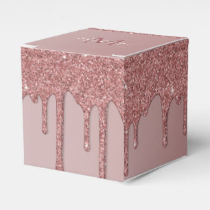 Caixinha De Lembrancinhas Girly Rosa Dourado Sparkle Glitter Drives Monogram