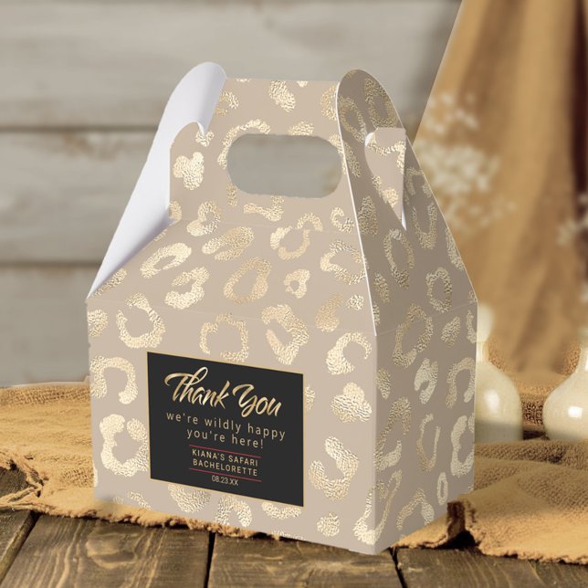 Caixinha De Lembrancinhas Glam Leopard Spot Pattern Safari Dourado ID1154 (Criador carregado)