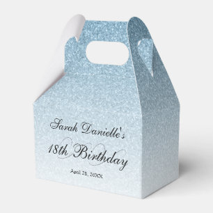 Caixinha De Lembrancinhas Glamour Glitter Azul Claro Personalizado