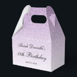 Caixinha De Lembrancinhas Glamour Glitter Roxo Claro Personalizado<br><div class="desc">Esta linda caixa de favor apresenta glitter falso e seu texto personalizado. Use o formulário de modelo para adicionar suas informações. O recurso "Personalizar Mais" pode ser usado para alterar a fonte e o layout do texto. Você também pode adicionar texto ao outro lado da caixa de favor.</div>