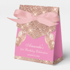Caixinha De Lembrancinhas Glamour Personalizável Esmeralda Rosa e Dourado Ro