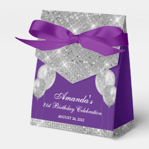 Caixinha De Lembrancinhas Glamour Personalizável Roxo e Prata