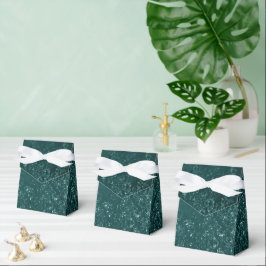 Caixinha De Lembrancinhas Glimmery Teal Grunge | Rich Dark Green Glam Damask