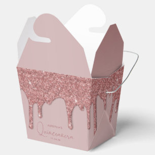 Caixinha De Lembrancinhas Glitter de brilho Dourado do Rosa de luxo Quincean