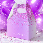 Caixinha De Lembrancinhas Glitter Puro Glam Metal Monograma<br><div class="desc">Caixa De Favor Da Folha De Folha Roxa Metálica Glitter Bruta De Monograma De Metal. Isto faz o doce e perfeito aniversário de 16 anos,  casamento,  chá de panela,  aniversário,  chá de fraldas ou festa de solteira presente para alguém que ama luxo de luxo e estilos quíticos.</div>