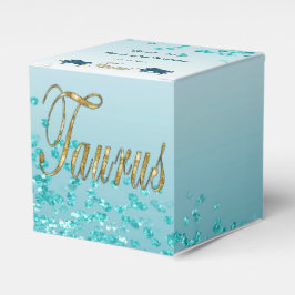 Caixinha De Lembrancinhas Glitter Taurus e Teal Blue Glitter Aniversário