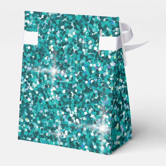 Caixinha De Lembrancinhas Glitter teal iridescente (Verso)