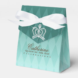 Caixinha De Lembrancinhas Glittering Crown Luxury Aqua