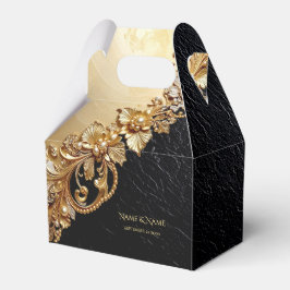Caixinha De Lembrancinhas Gold Floral Embellishments Favor Box