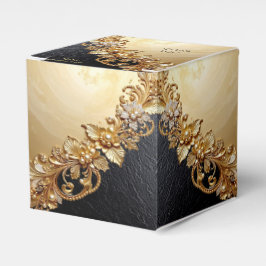 Caixinha De Lembrancinhas Gold Floral Embellishments Favor Box