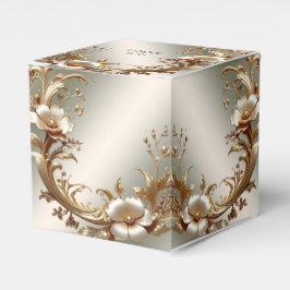 Caixinha De Lembrancinhas Gold Floral Favor Box