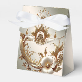 Caixinha De Lembrancinhas Gold Floral Favor Box