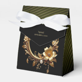 Caixinha De Lembrancinhas Golden Floral Ornate Frame Favor Box