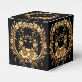 Caixinha De Lembrancinhas Golden Floral Ornate Frame Favor Box