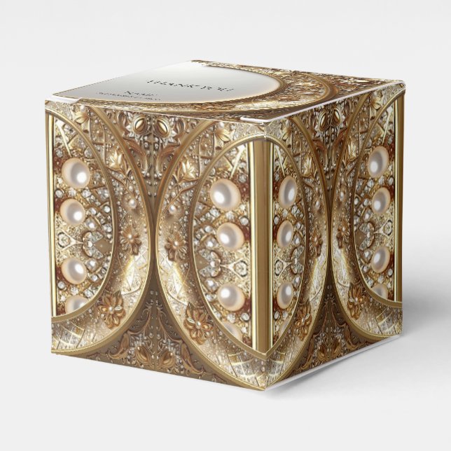 Caixinha De Lembrancinhas Golden Ornate Favor Box (Frente)