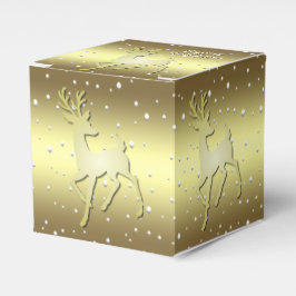 Caixinha De Lembrancinhas Golden Reindeer Snowy Holiday Favor Box