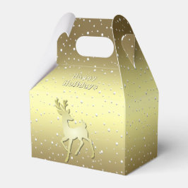 Caixinha De Lembrancinhas Golden Reindeer Snowy Holiday Favor Box