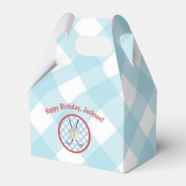Caixinha De Lembrancinhas Golf Birthday Xadrez Blue Gingham Country Club