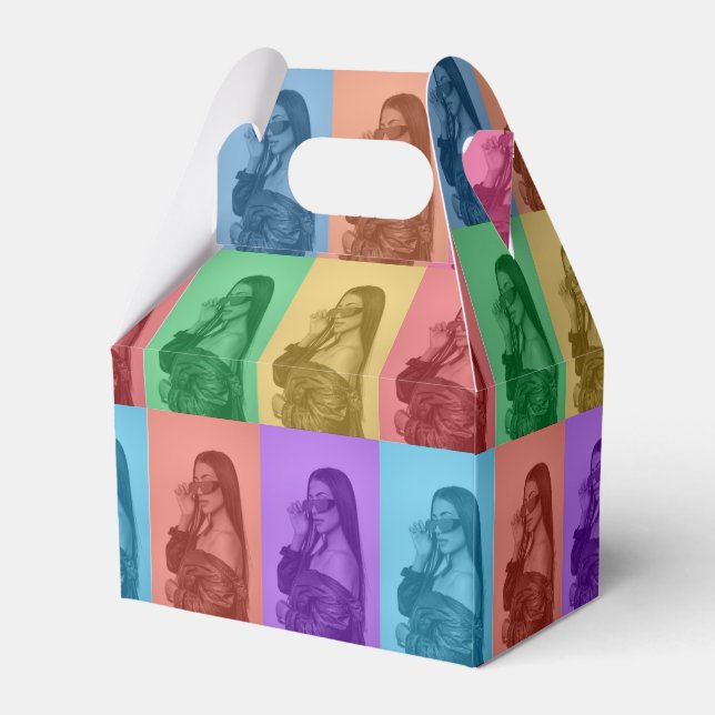 Caixinha De Lembrancinhas Grade de Fotografias Personalizadas Modernas com P (Frente)