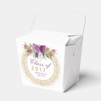 Caixinha De Lembrancinhas Graduação Glitter Aquarela Flor Dourado Confetti