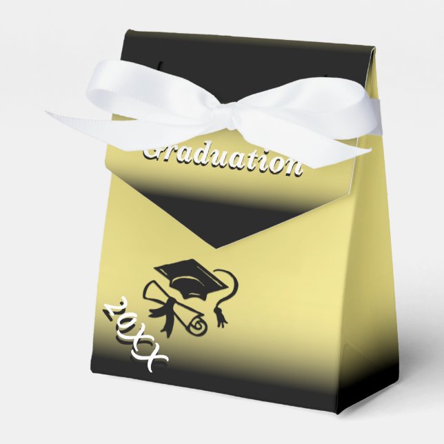 Caixinha De Lembrancinhas Graduação Preta e Dourada (Frente)