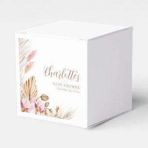 Caixinha De Lembrancinhas Grama-Pampas Boêmian Floral Rosa CHÁ DE FRALDAS