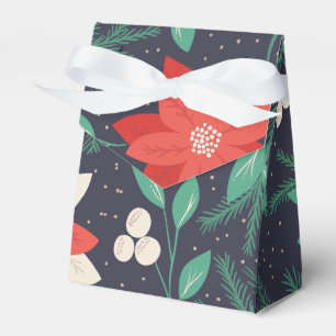 Caixinha De Lembrancinhas Grandes Poinsetos de Natal Vermelho e Branco