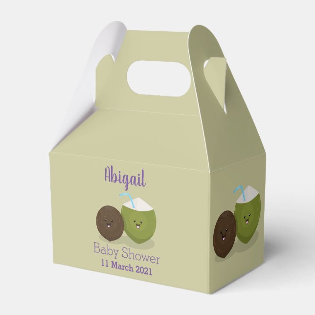 Caixinha De Lembrancinhas Grátis feliz desenho animado de coconuts kawaii (Frente)