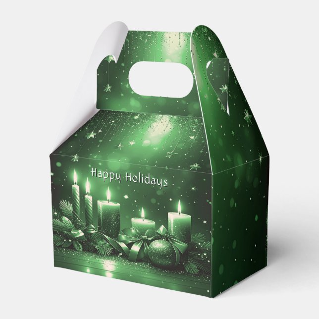 Caixinha De Lembrancinhas Green Candles Christmas Holiday Gift Box (Verso)