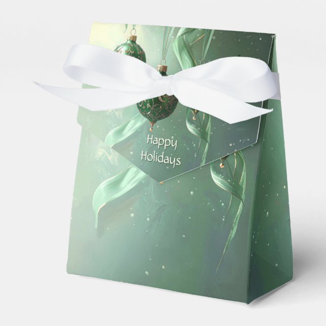 Caixinha De Lembrancinhas Green Christmas Ball Holiday Favor Box (Frente)