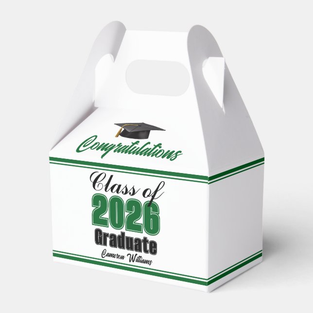 Caixinha De Lembrancinhas Green Class of 2026 Custom Graduation Party (Frente)