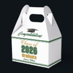 Caixinha De Lembrancinhas Green Gold Class of 2026 Graduation Party<br><div class="desc">Customize your own green and gold high school Class of 2026 graduate party favor box for a college graduation party. Cool varsity letters for the year on great custom labels for senior gift boxes.</div>