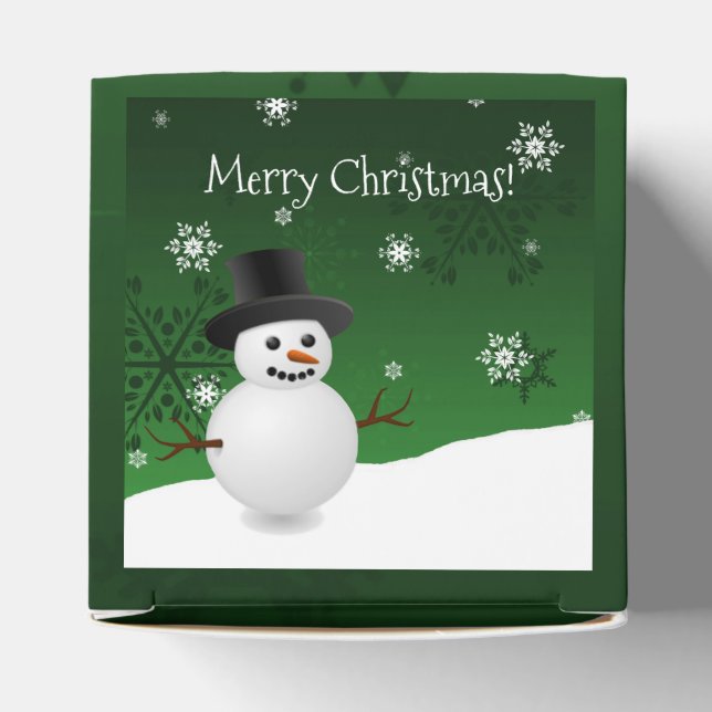 Caixinha De Lembrancinhas Green Snowman Winter Scenery Christmas Favor Box (Topo)