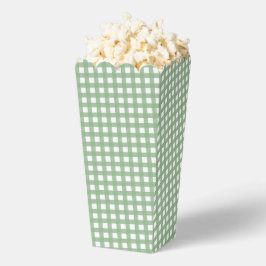 Caixinha De Lembrancinhas Green & White Checkered Plaid Popcorn Favor Box