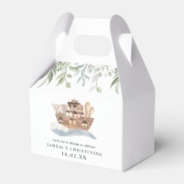 Caixinha De Lembrancinhas Greenery Watercolor Noah's Ark Christening
