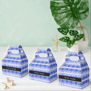 Caixinha De Lembrancinhas Grego Fret Arabesque Azul, Seu Nome, Personalize