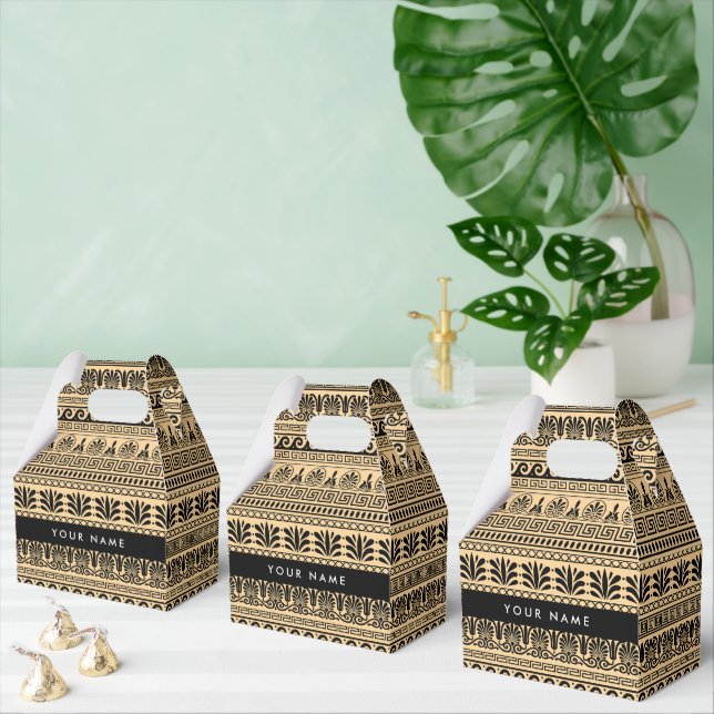 Caixinha De Lembrancinhas Grego Fret, Mista Chave Meander, Brown, Seu Nome (Múltiplo)