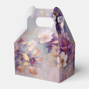 Caixinha De Lembrancinhas Grelha Branca Dourada Purple Floral Feminina