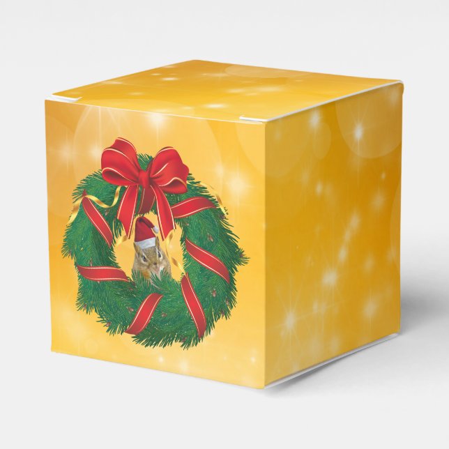 Caixinha De Lembrancinhas Grinalda de Natal de Esquilo Fofo (Frente)